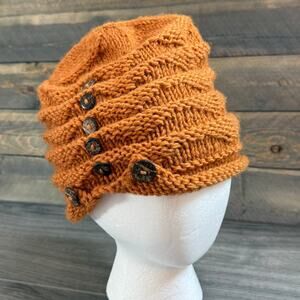 Nepal Textured Knit Wool Hat Coconut Buttons Fleece Lined Minimalist Granola